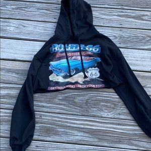 Cropped Route 66 Hoodie